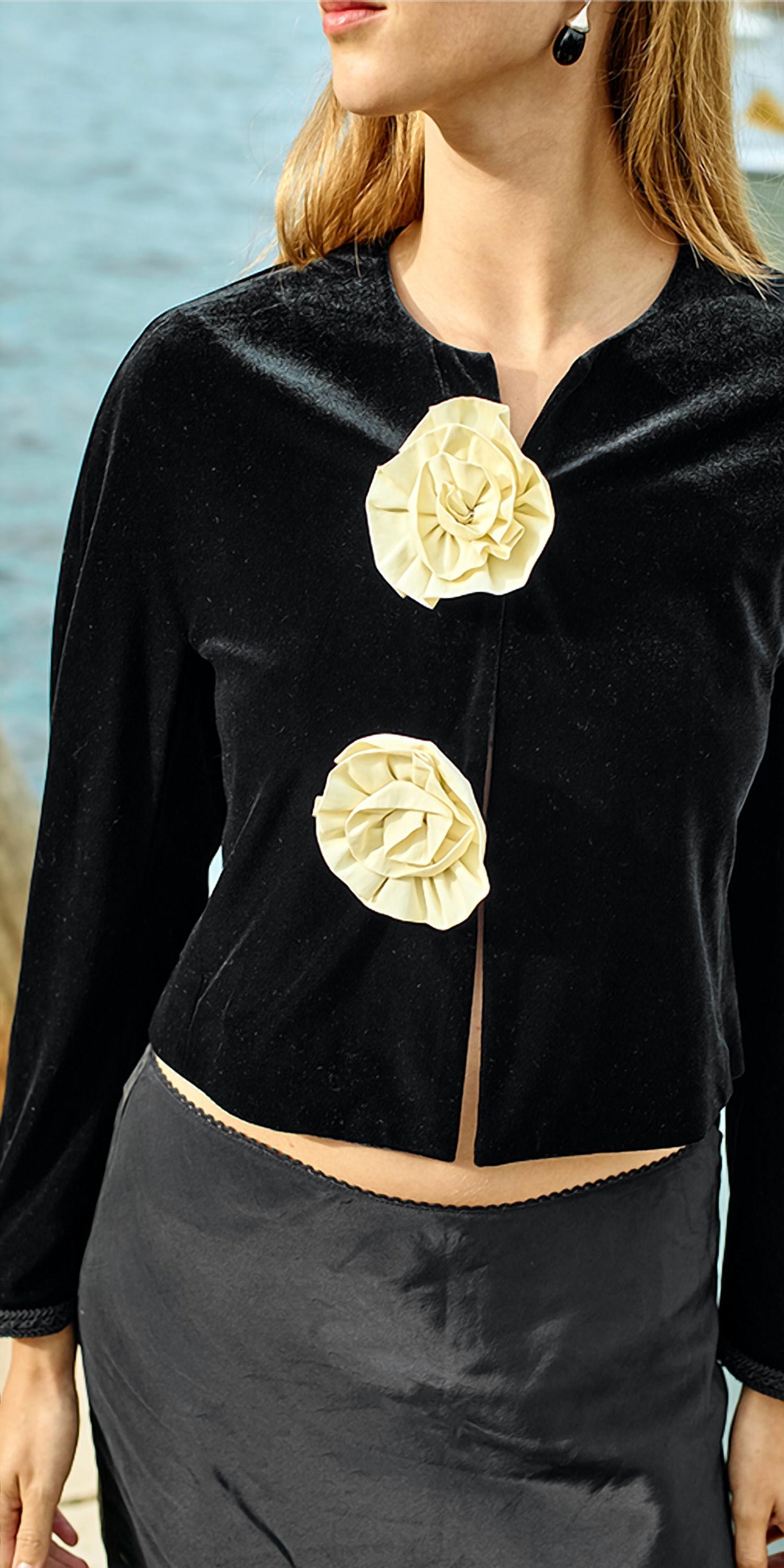 Ciao Lucia - Javiera Velvet Rosette Jacket