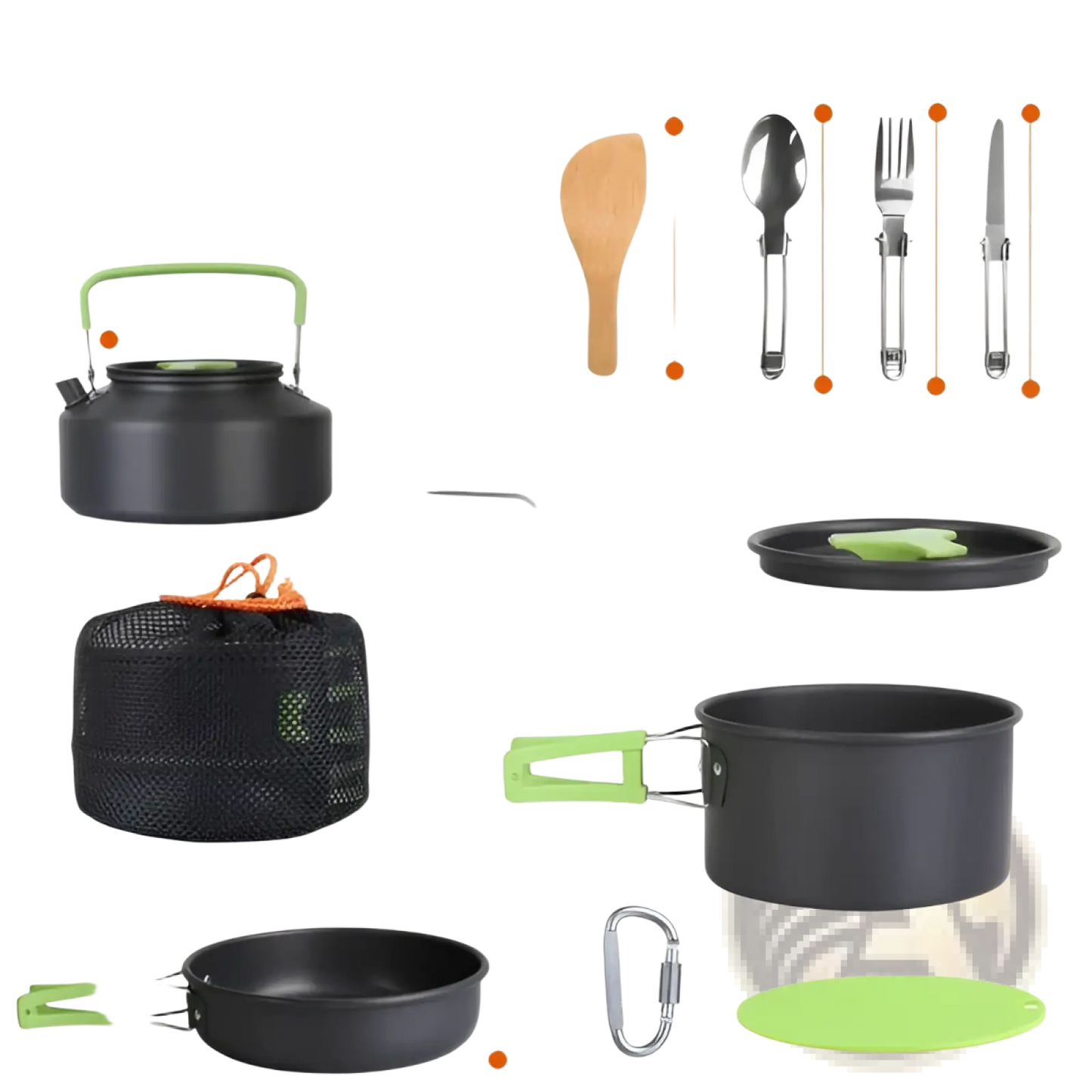 16pcs Camping Cookware Set with Kettle and Stove Pot