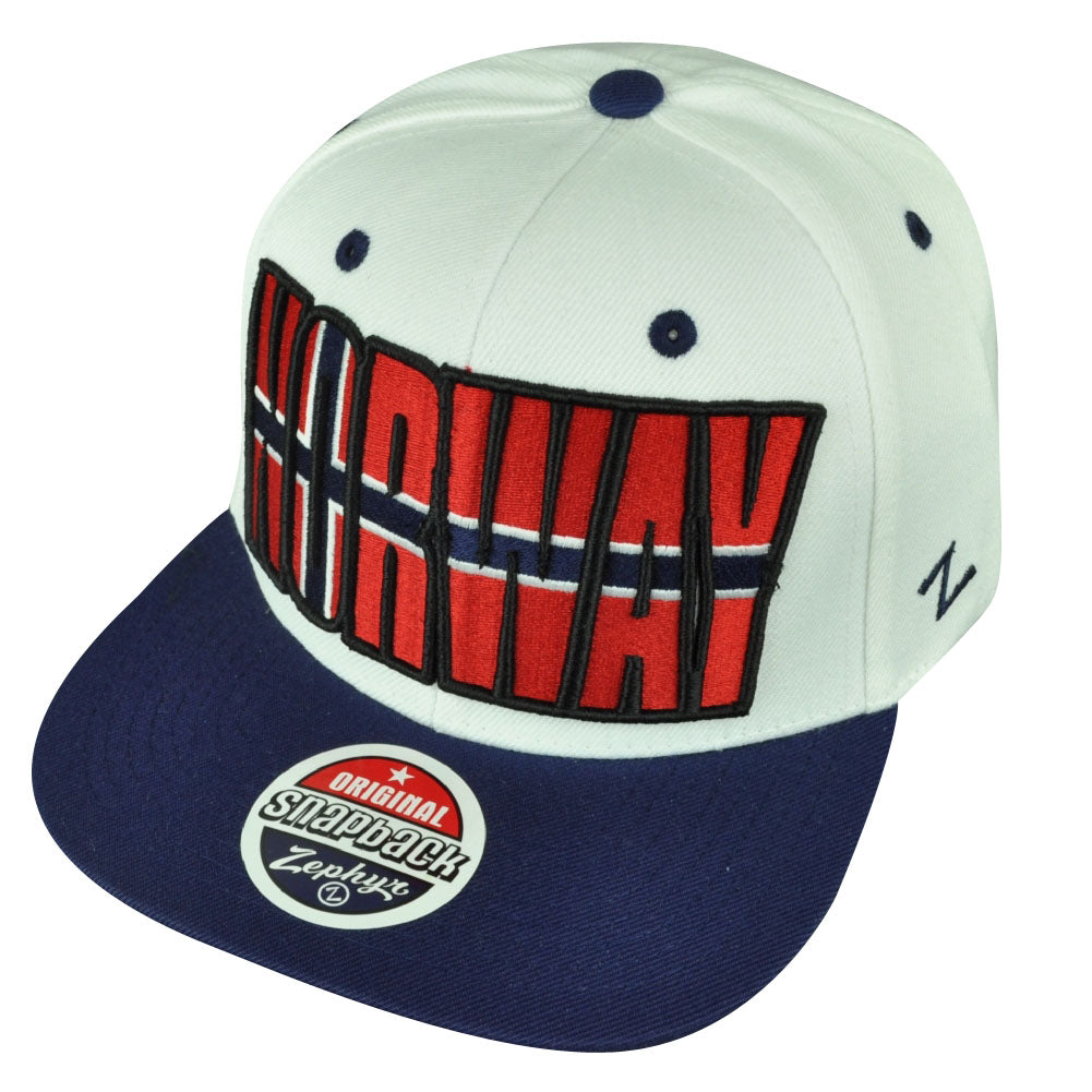 Zephyr Norway Scandinavia Adjustable Snapback White Backdrop Villain Hat Cap
