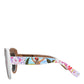 Dolce & Gabbana - Women's Wood Crystal Brass Frame Floral Hand Paint Sunglasses