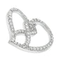 14K White Gold 1.0 Cttw White Diamond Awareness Ribbon & Open Heart 18" Pendant Necklace (H-I Color, I1-I2 Clarity) - White Diamond Ribbon