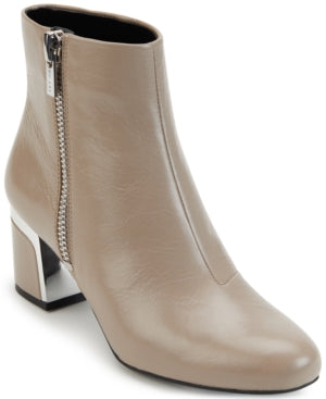DKNY Womens Crosbi Leather Almond Toe Ankle Boots Gray 10 Medium (B M)