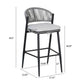 Outdoor Bar Height Metal Frame Counter Stools with Scallop-Shaped Backrest & Water-Resistant Cushions