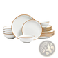 18 Piece White Ceramic Dinnerware Set with Gold Rim