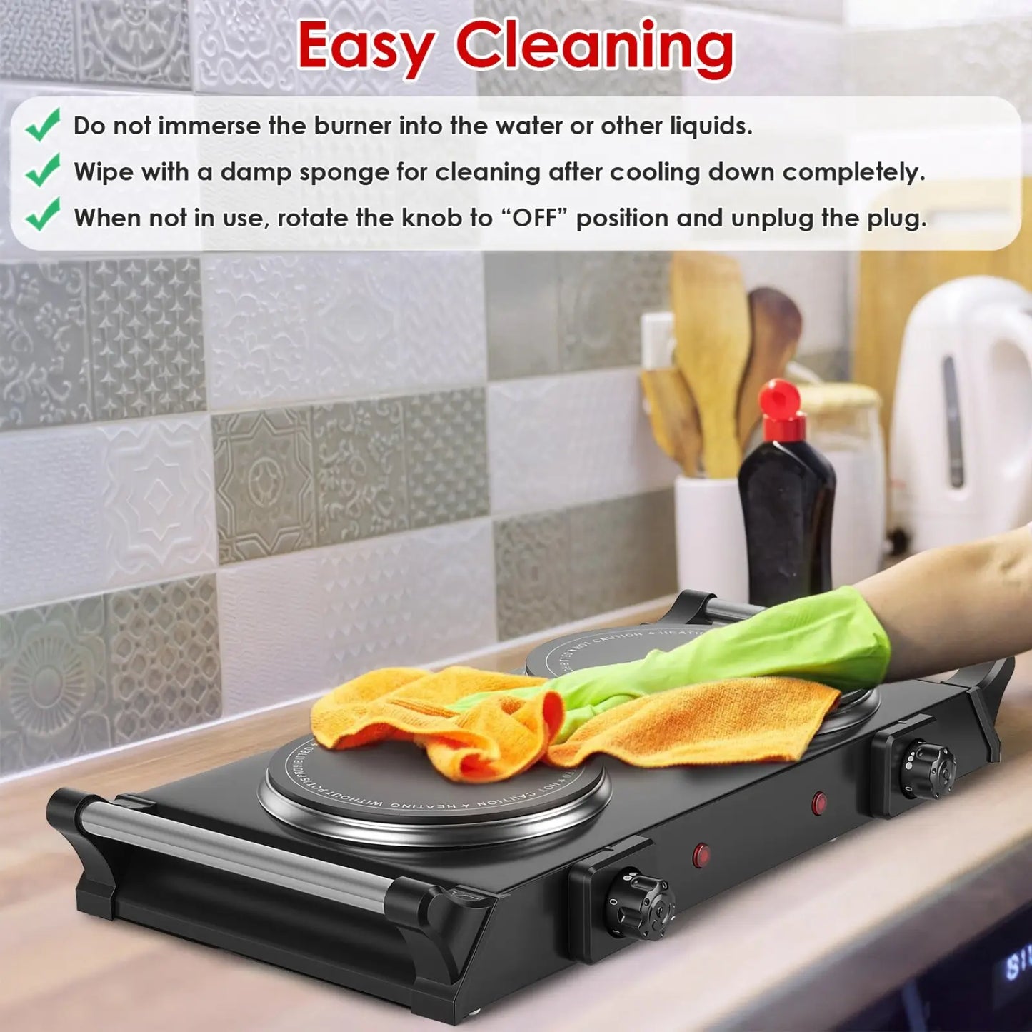 1800w Electric Double Burner Portable Infrared Hot Plate