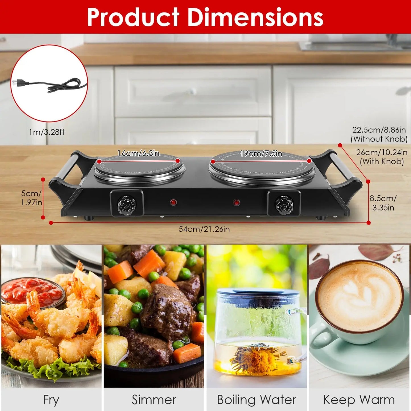 1800w Electric Double Burner Portable Infrared Hot Plate