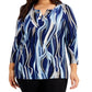 kasper-plus-size-printed-grommet-trim-blouse