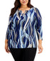kasper-plus-size-printed-grommet-trim-blouse