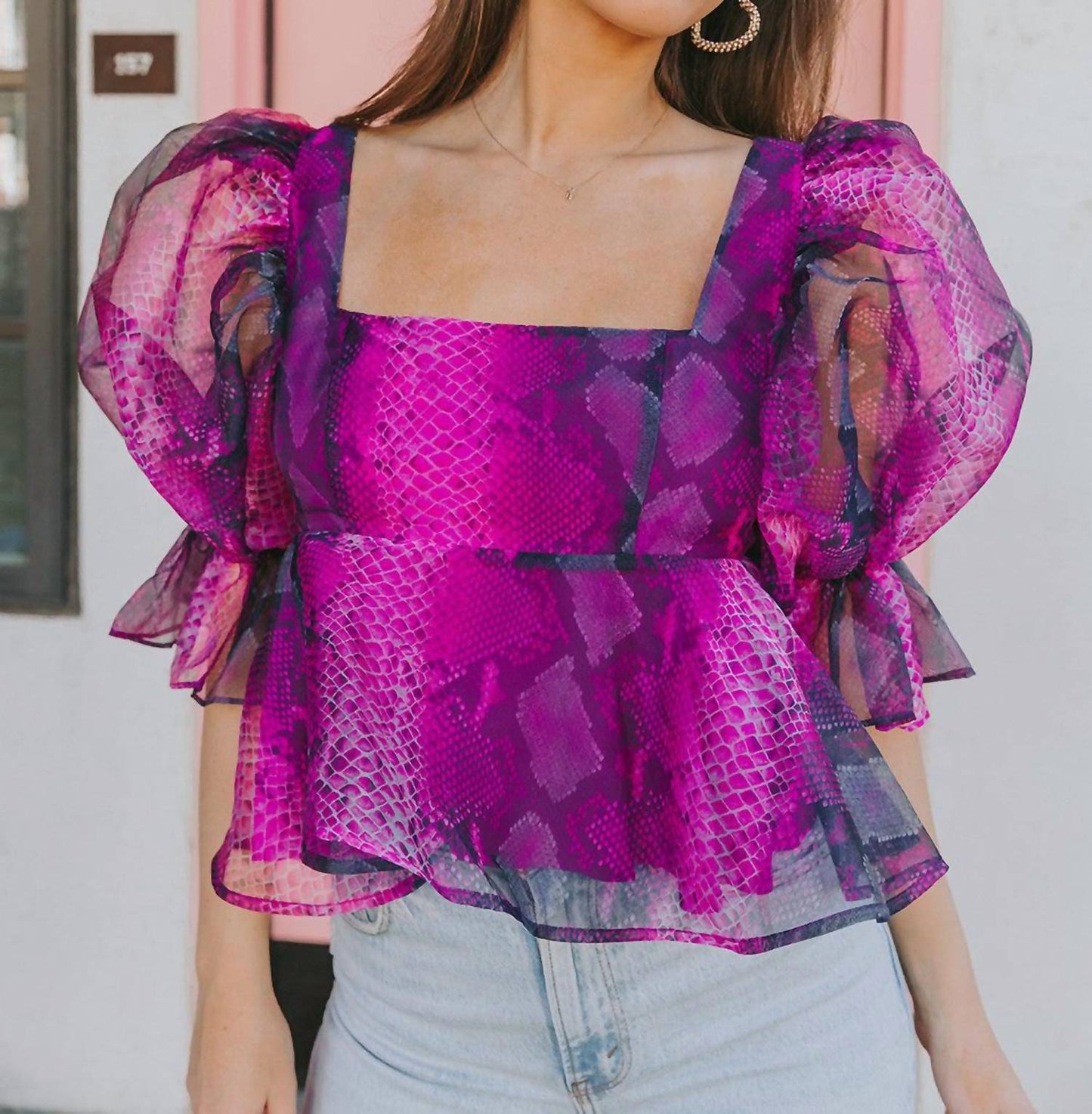 Buddylove - Pammie Puff Sleeve Peplum Top