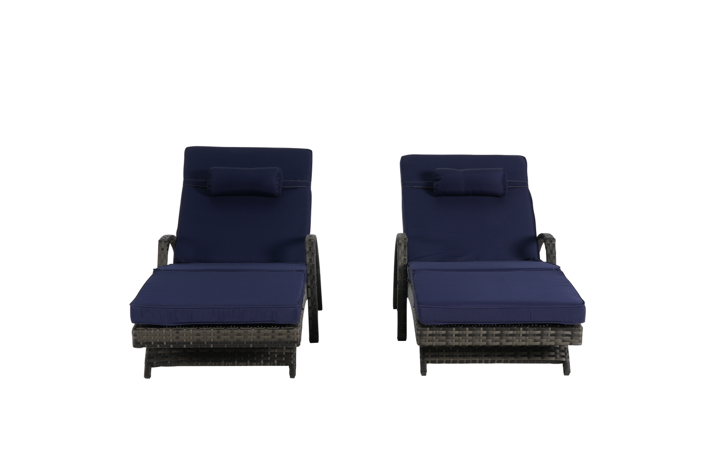 Outdoor Wicker Reclining Chair Set of 2 with Cushions