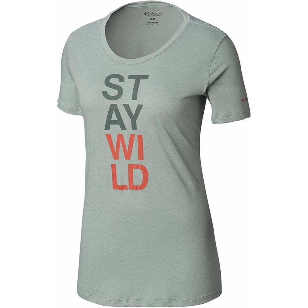 Columbia Women's Word Block Tee Green Size Extra Large