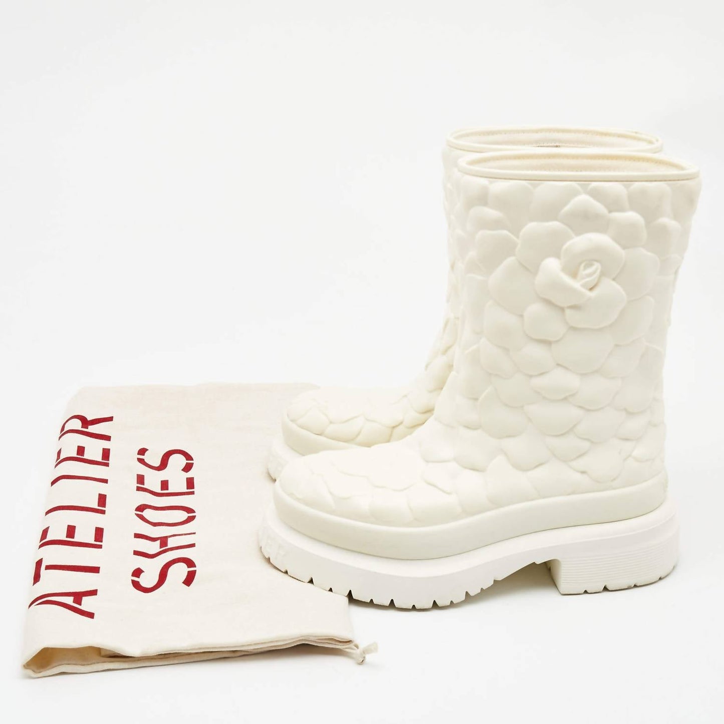 Valentino Garavani - Women's Rubber Rose Edition Atelier Mid Calf Boots