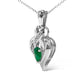 .925 Sterling Silver 6x4mm Pear Emerald and Diamond Accent Heart Pendant Necklace (H-I Color, SI1-SI2 Clarity) - 18 Inches