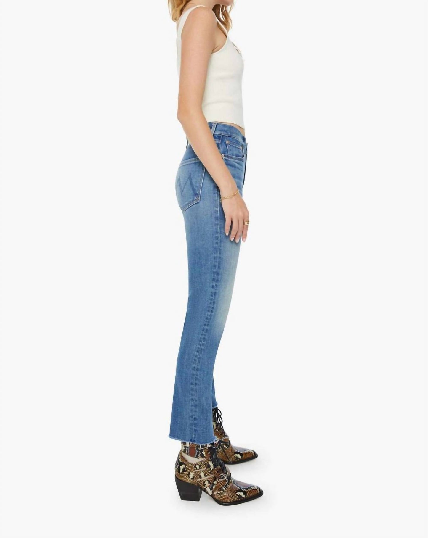 Mother - Mid Rise Rider Flood Fray Jean