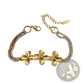 18k Gold Plated Crystal Flower Double Strand Bracelet