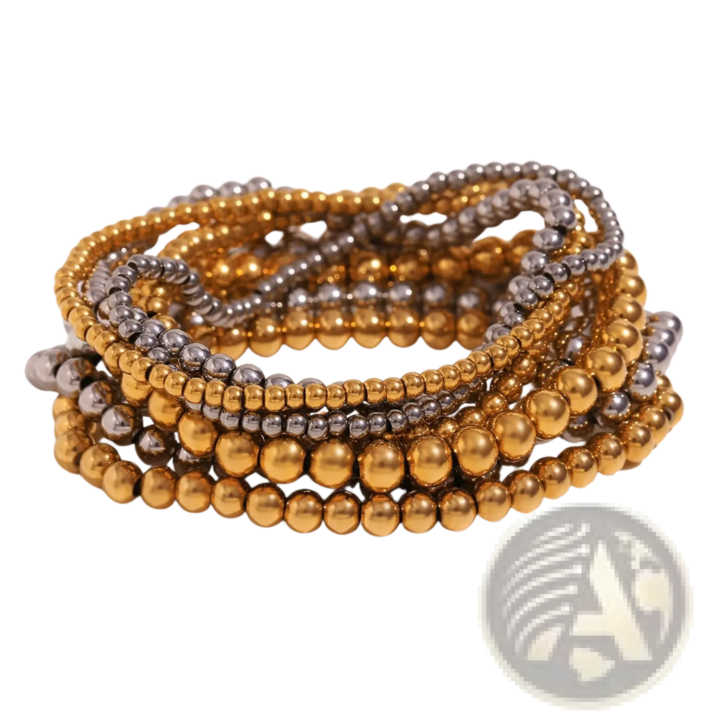 18k Gold Plated Stainless Steel Elastic Bead Bracelet