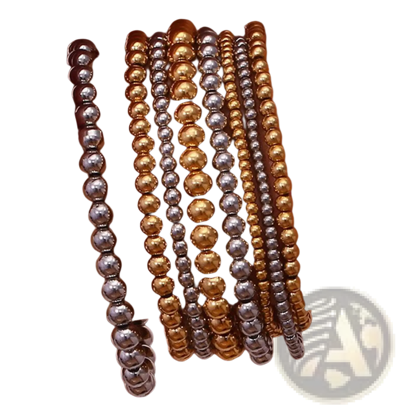 18k Gold Plated Stainless Steel Elastic Bead Bracelet