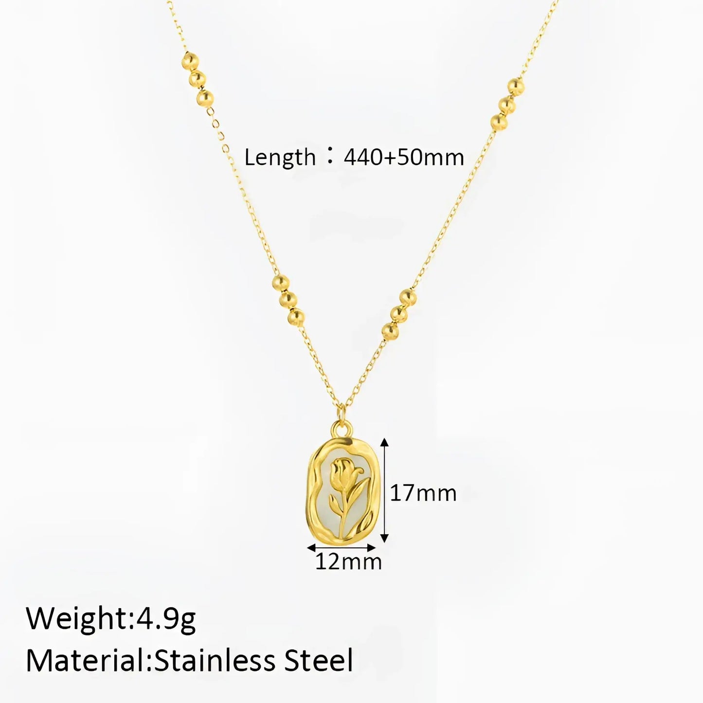 18k Gold Plated Stainless Steel Tulip Shell Pendant Necklace