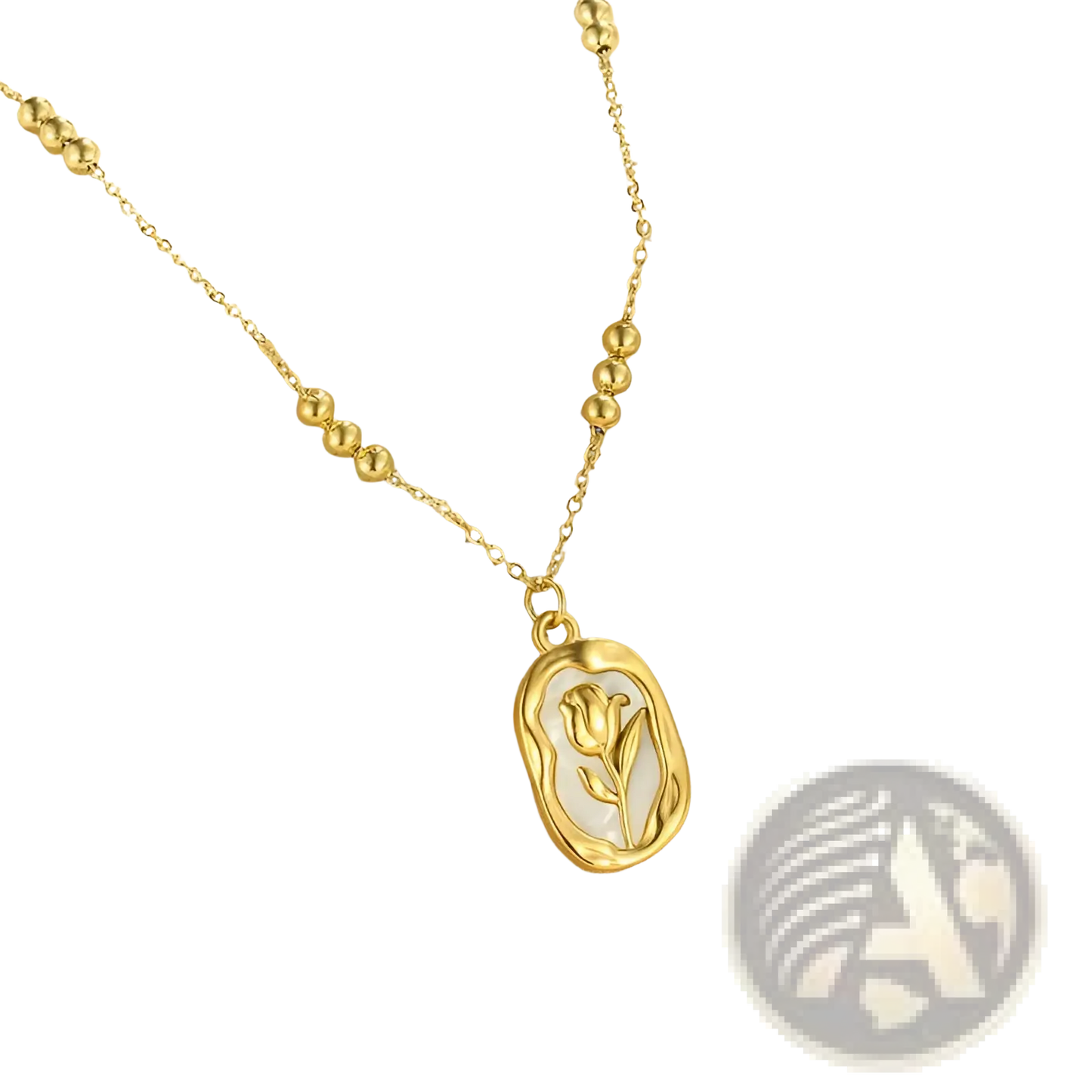 18k Gold Plated Stainless Steel Tulip Shell Pendant Necklace