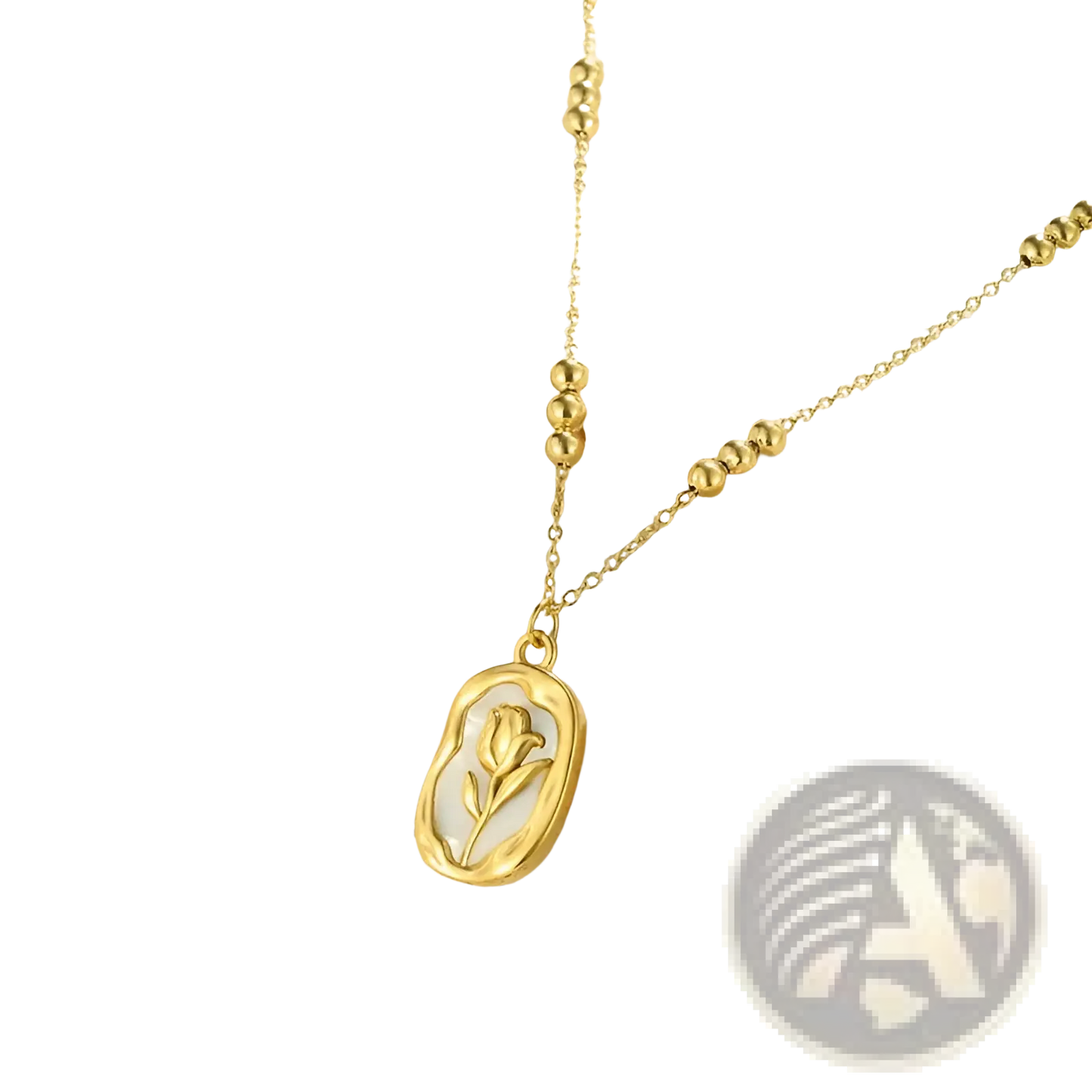 18k Gold Plated Stainless Steel Tulip Shell Pendant Necklace