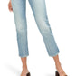 JEN7 Women's Whisker Wash Distressed Straight Leg Jeans Blue Size 26