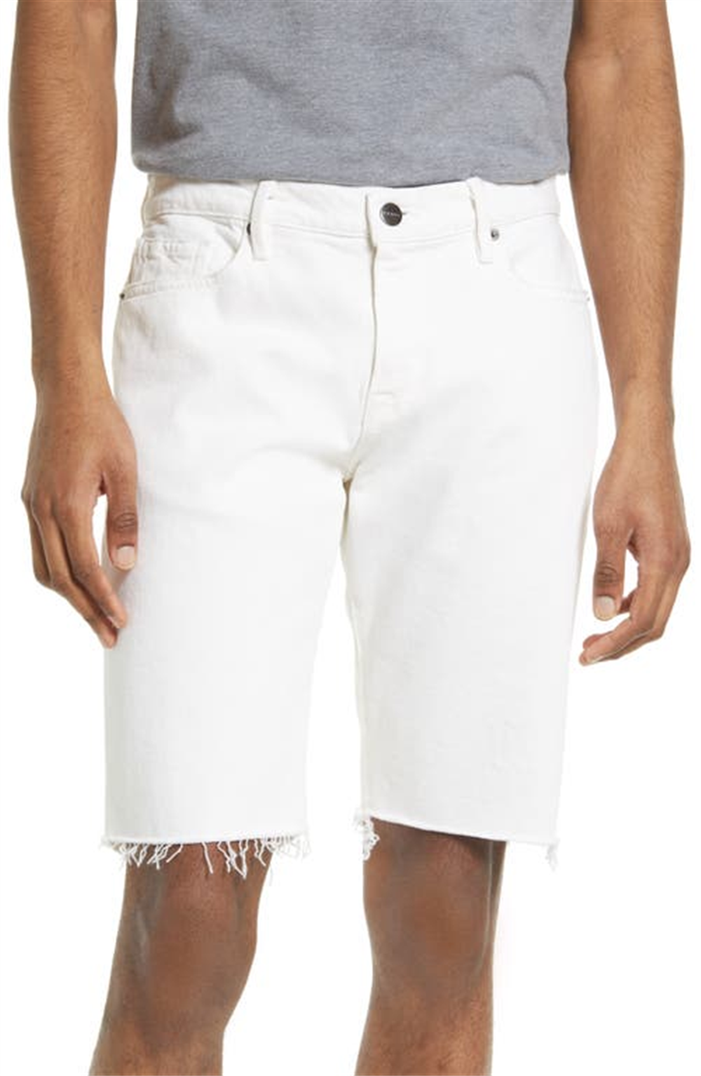 Frame L Homme Men S Cutoff Denim Shorts In Off White-Size 32R