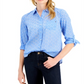 Tommy Hilfiger Women's Bonita Burnout Roll Tab Shirt Blue Size XX-Large