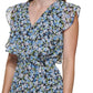 Tommy Hilfiger Women's Floral Cap Sleeve Above The Knee Fit Flare Dress Blue Size 8