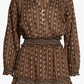 Veronica Beard Espie Floral Long Sleeve Cotton Dress in Hazel Multi Size X-Large