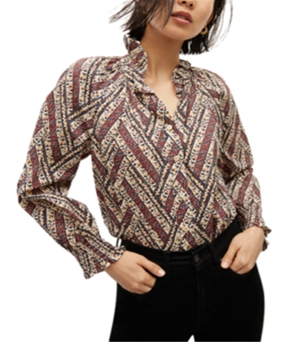 Veronica Beard Calisto High Neck Ruffled Top White