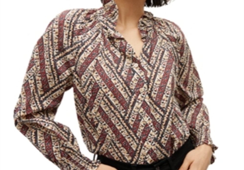Veronica Beard Calisto High Neck Ruffled Top White