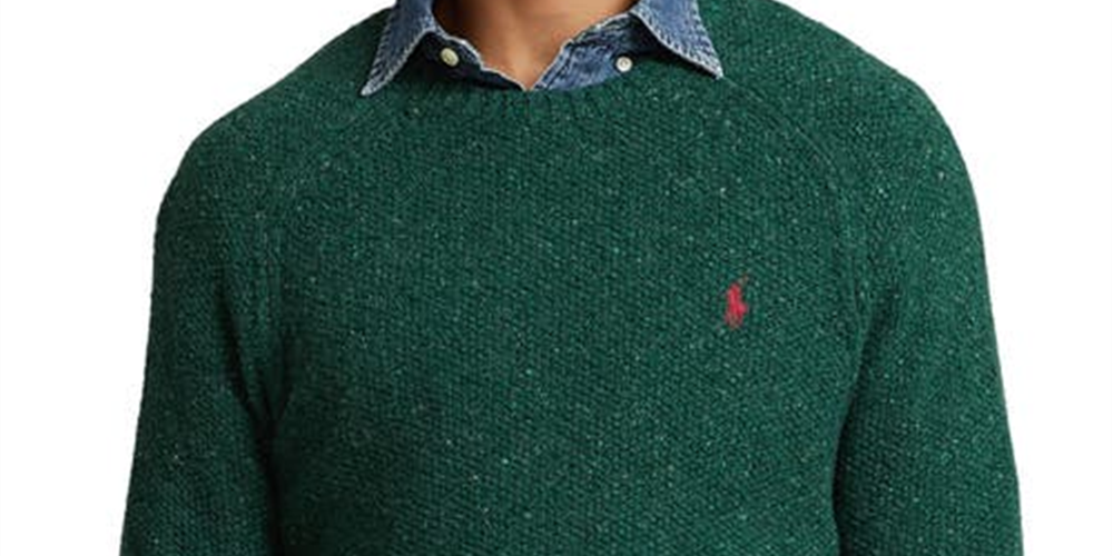 Ralph Lauren Men's Donegal Wool Blend Crewneck Sweater Green Size X-Large