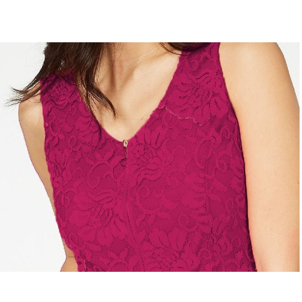Thalia Sodi Women's Lace Zipper Front Top Pink Size Small