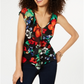 Thalia Sodi Women's Printed Ruffle Blouse Black Size Medium