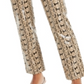 Danielle Bernstein Women's Zippered Animal Print High Waist Pants Beige Size 0