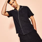 Royalty By Maluma Men's Contrast Trim Button-Front Shirt Black Size 2XL
