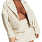 Royalty by Maluma Women's Herringbone Moto Jacket White Size Small