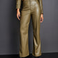 Royalty by Maluma Women's Flare Leg Faux Leather Pants Green Size 2