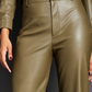 Royalty by Maluma Women's Flare Leg Faux Leather Pants Green Size 2