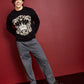 Royalty by Maluma Men's Relaxed Fit Birdseye Jacquard Logo Sweater Black Size Small