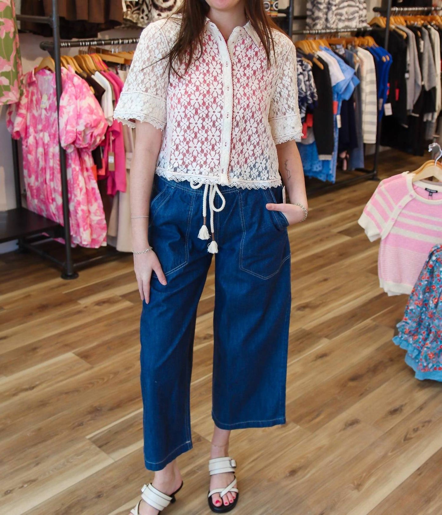 Free People - Mannie Lace Button Down Top
