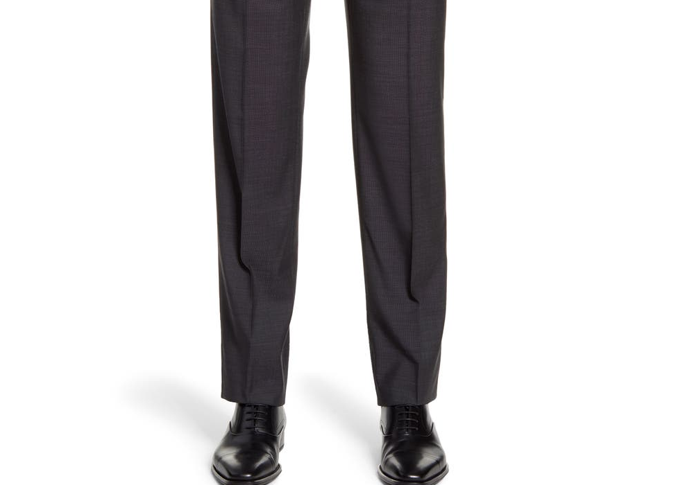 Men's Zanella Devon Flat Front Dot Wool Trousers, Size 34 - Blue
