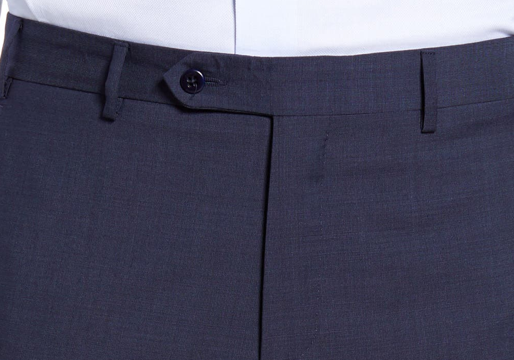 Men's Zanella Devon Flat Front Dot Wool Trousers, Size 34 - Blue