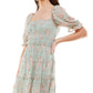 Trixxi Junior's Floral Print Tiered Dress Green Size Medium