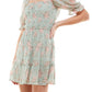 Trixxi Junior's Floral Print Tiered Dress Green Size Medium