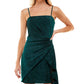 Trixxi Junior's Gathered Waist Metallic Threaded Dress Green Size Large