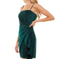 Trixxi Junior's Gathered Waist Metallic Threaded Dress Green Size Large