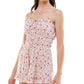 Trixxi Women's Printed Smocked Romper Pink Size Large