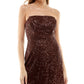 Trixxi Junior's Sequin Sleeveless Bodycon Dress Brown Size X-Small