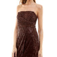 Trixxi Junior's Sequin Sleeveless Bodycon Dress Brown Size X-Small